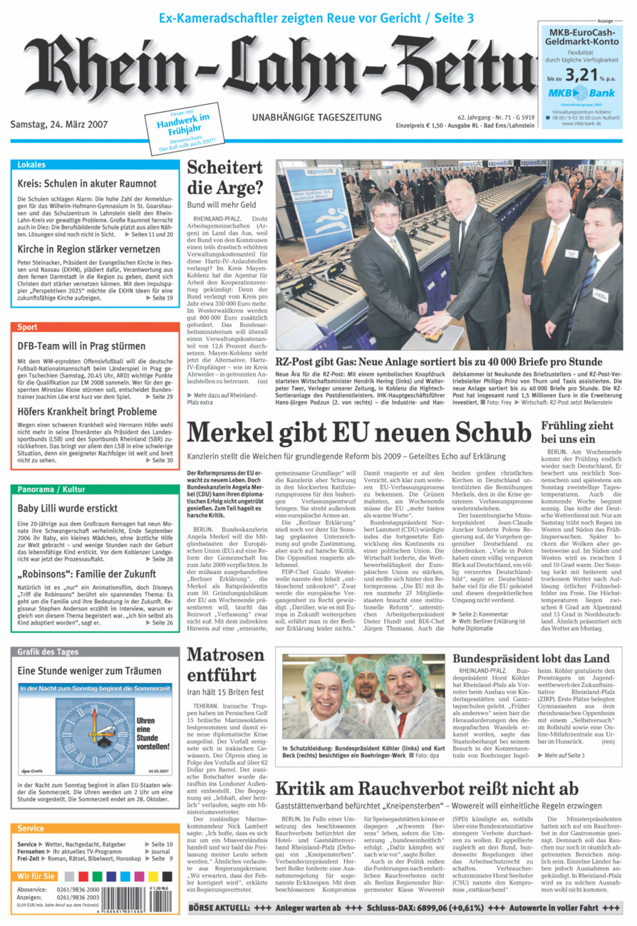 Rhein-Lahn-Zeitung vom Samstag, 24.03.2007