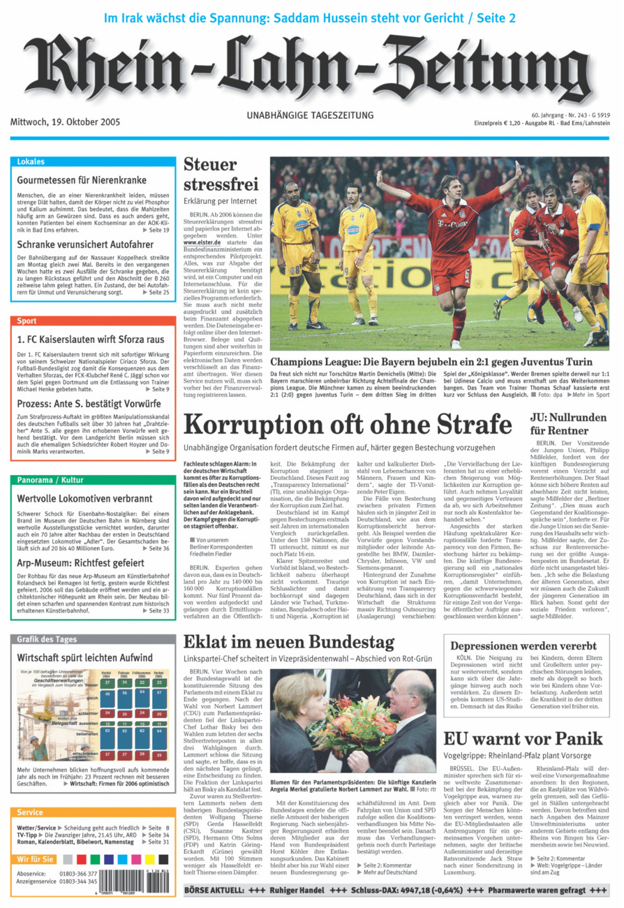Rhein-Lahn-Zeitung vom Mittwoch, 19.10.2005