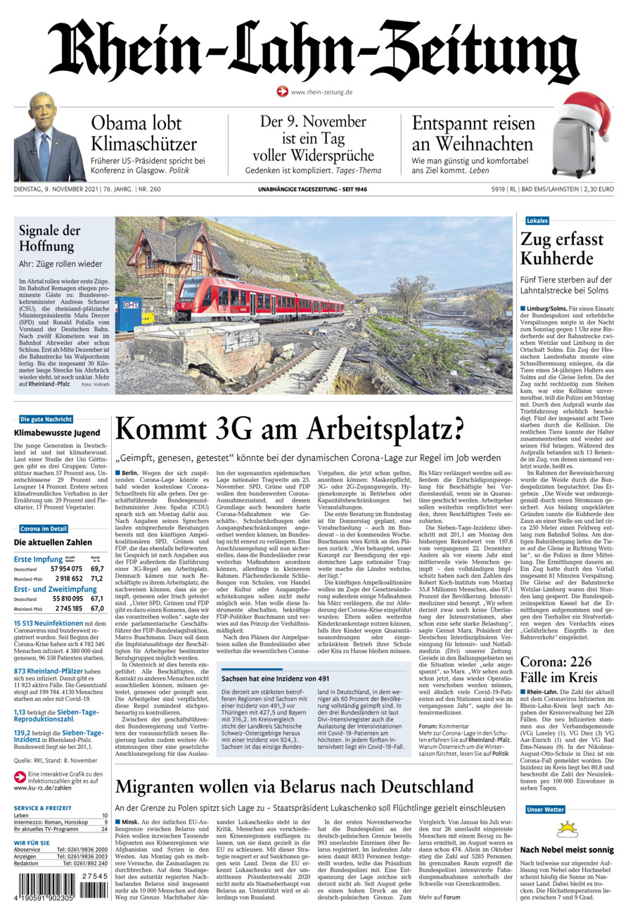Rhein-Lahn-Zeitung vom Dienstag, 09.11.2021