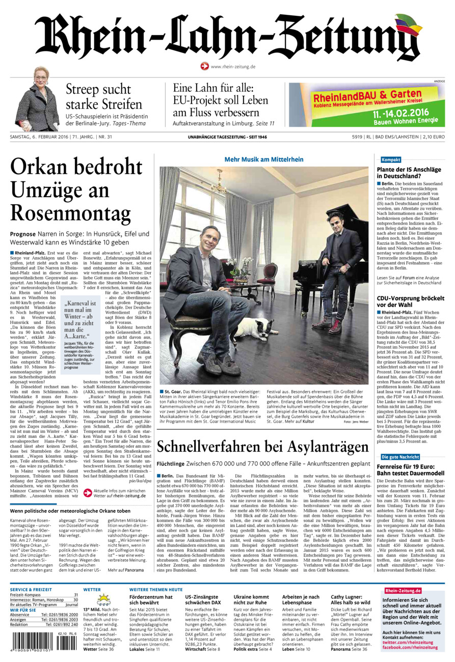 Rhein-Lahn-Zeitung vom Samstag, 06.02.2016