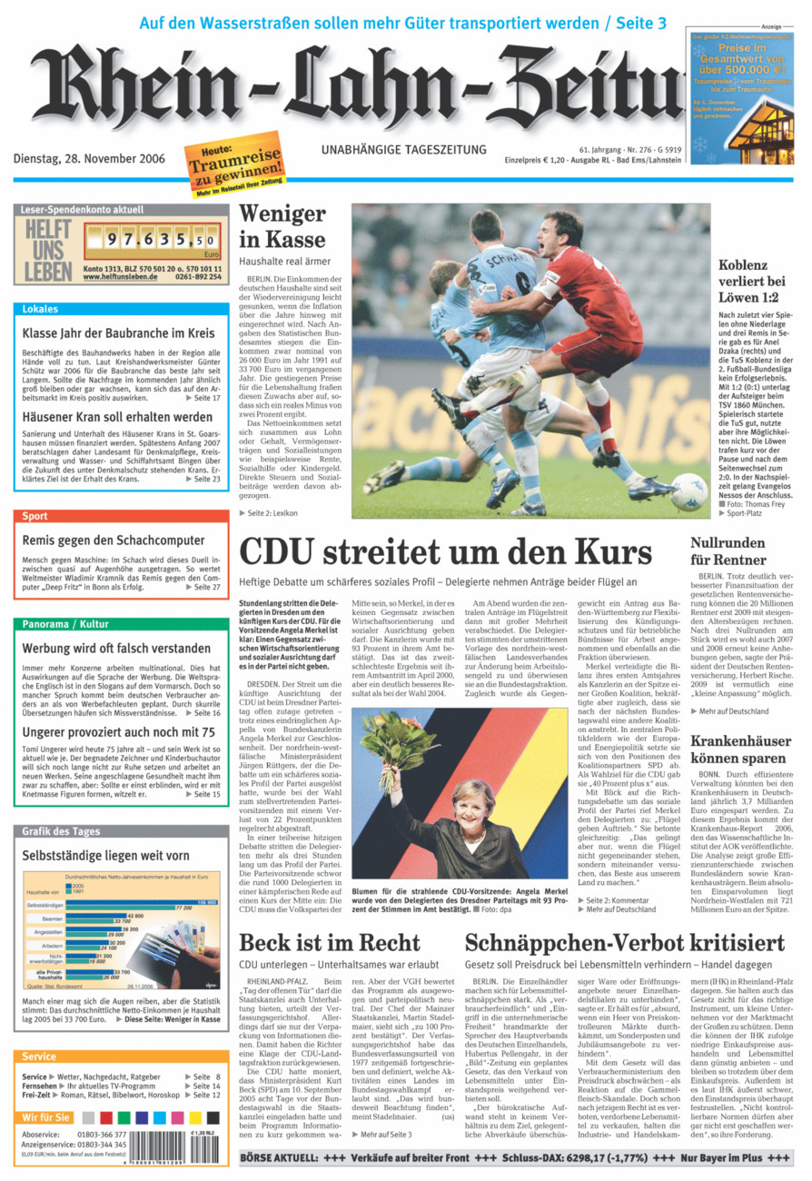 Rhein-Lahn-Zeitung vom Dienstag, 28.11.2006