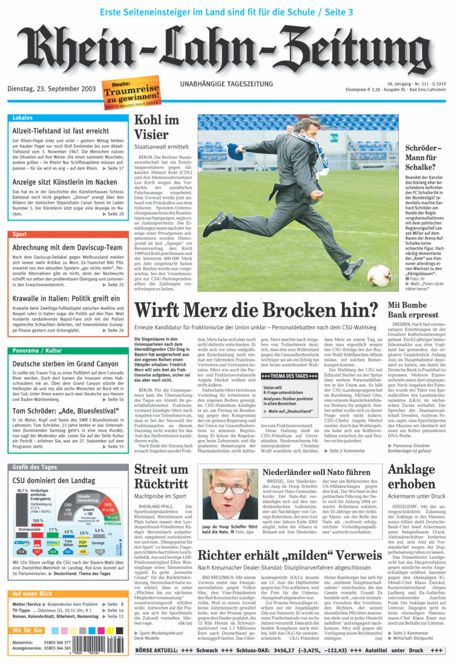 Rhein-Lahn-Zeitung vom Dienstag, 23.09.2003