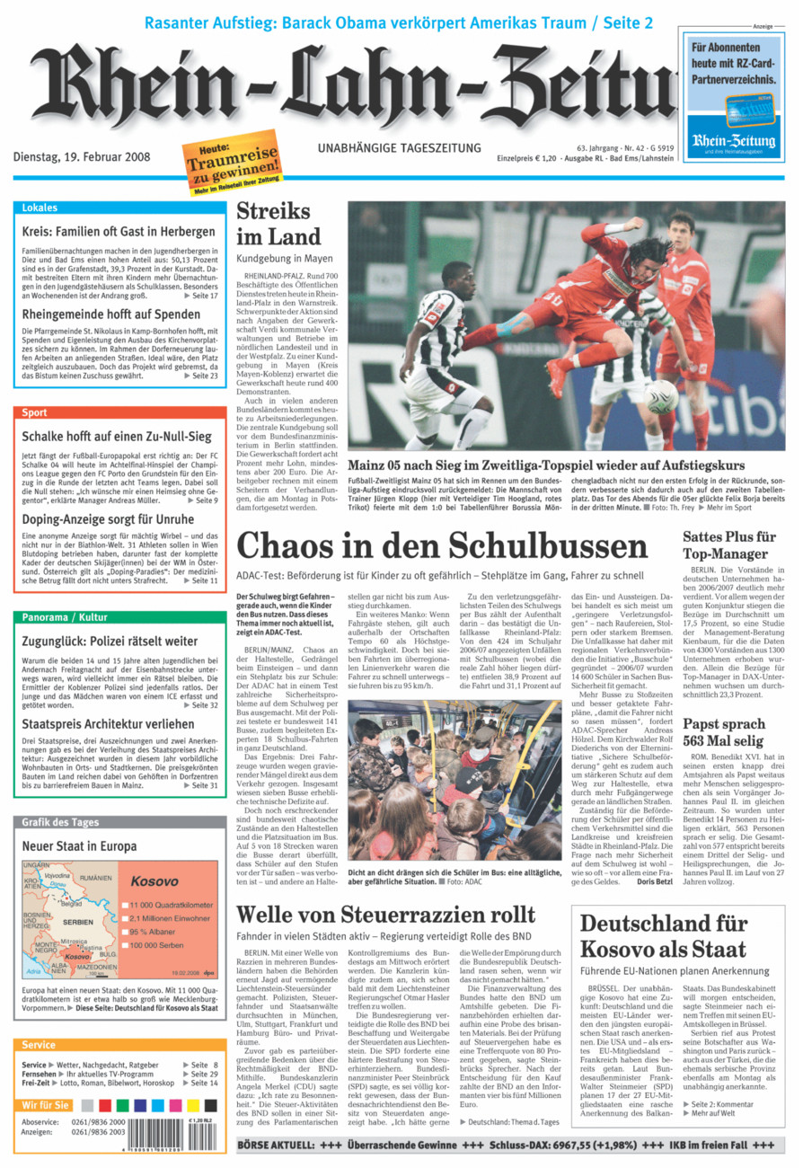 Rhein-Lahn-Zeitung vom Dienstag, 19.02.2008