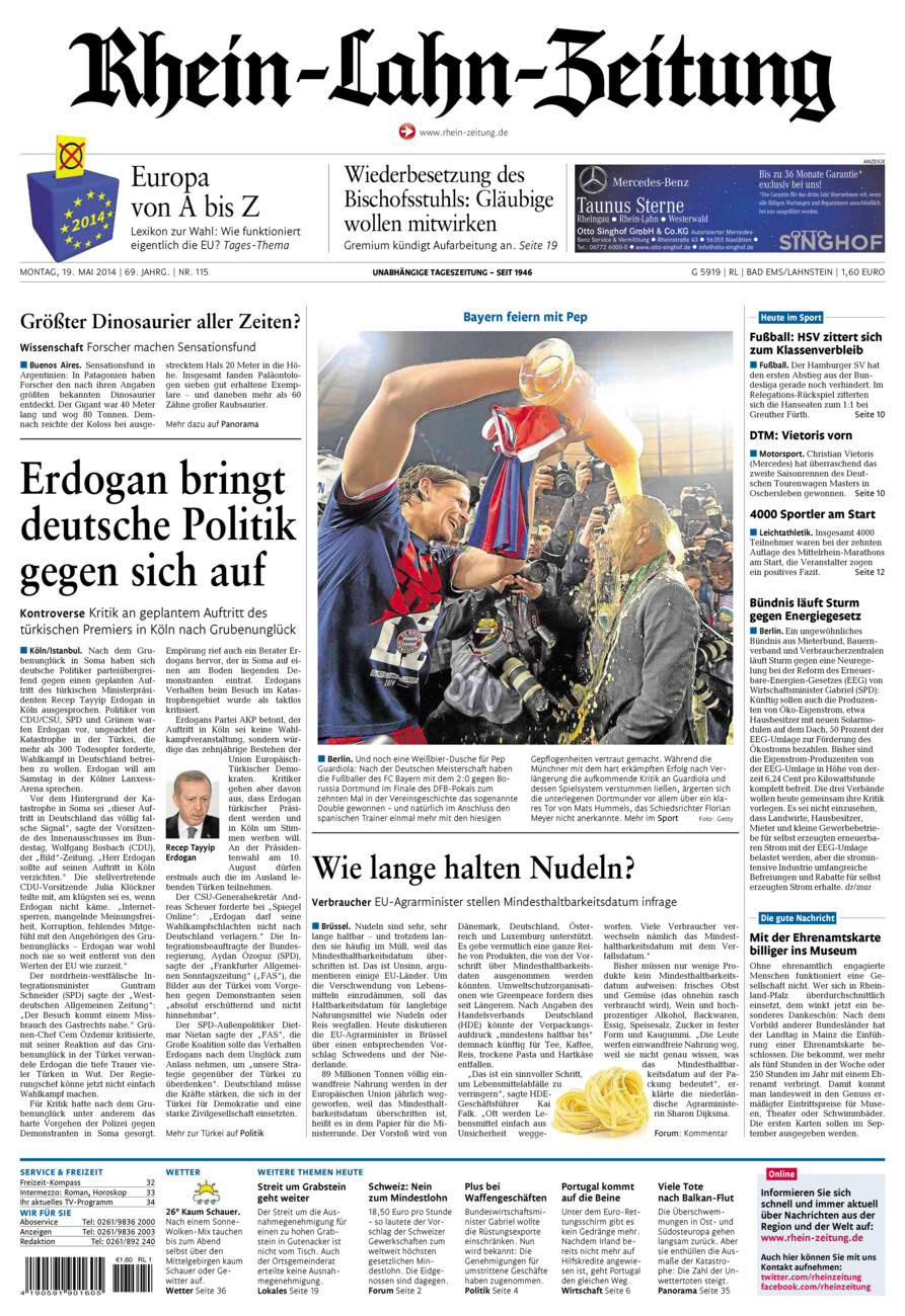 Rhein-Lahn-Zeitung vom Montag, 19.05.2014