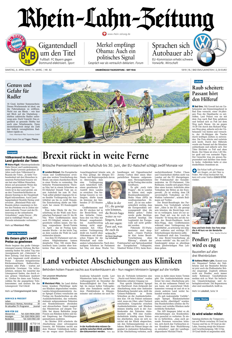 Rhein-Lahn-Zeitung vom Samstag, 06.04.2019