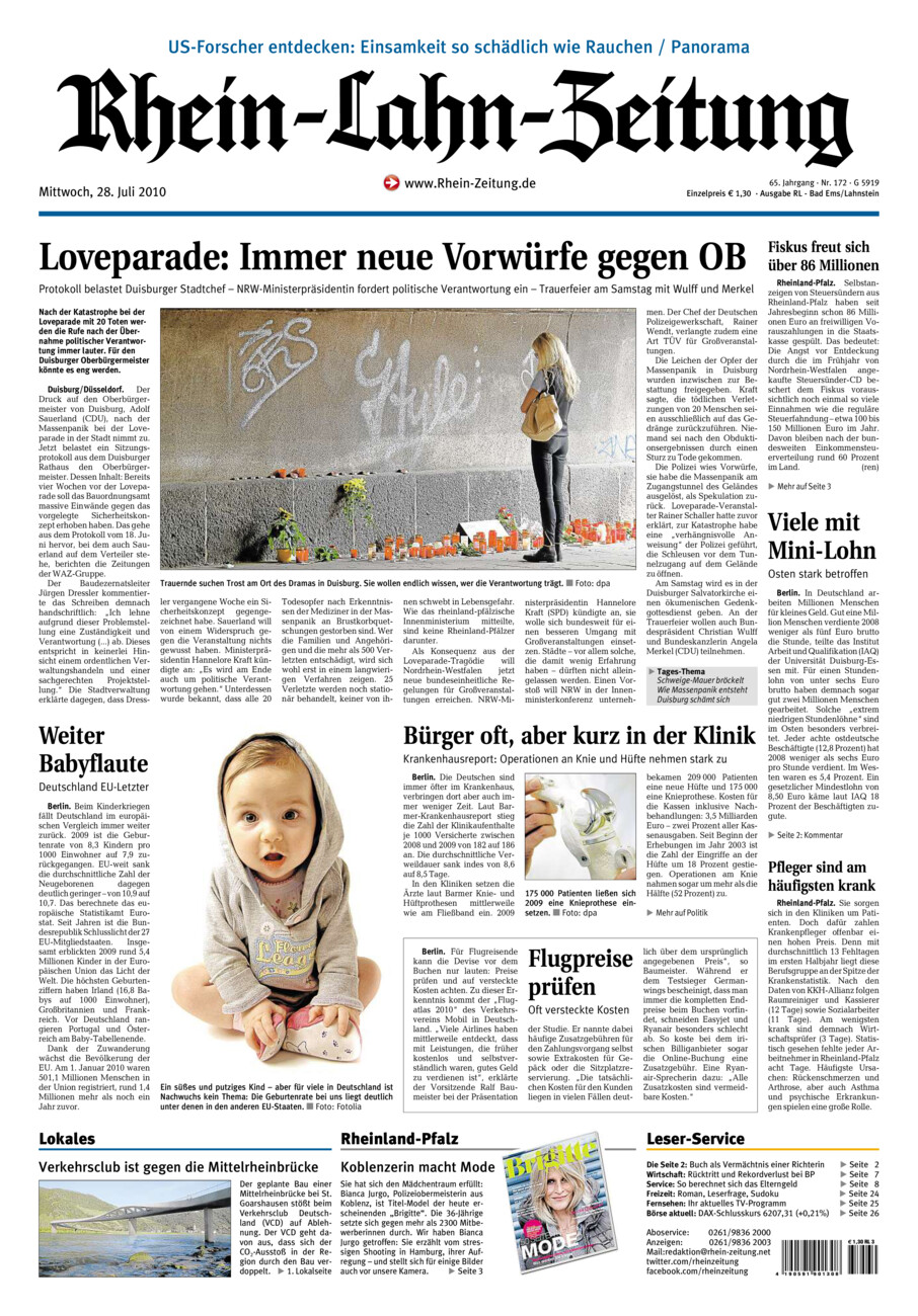 Rhein-Lahn-Zeitung vom Mittwoch, 28.07.2010