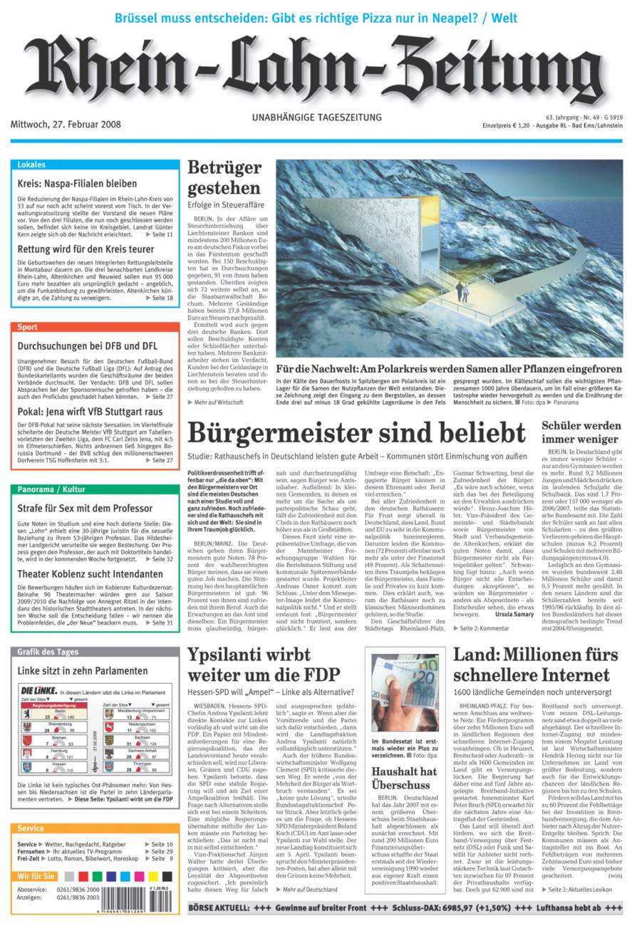 Rhein-Lahn-Zeitung vom Mittwoch, 27.02.2008