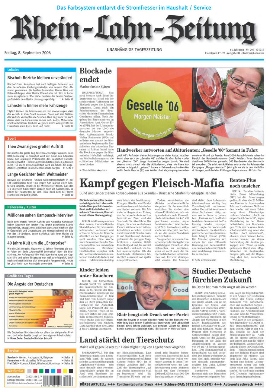 Rhein-Lahn-Zeitung vom Freitag, 08.09.2006