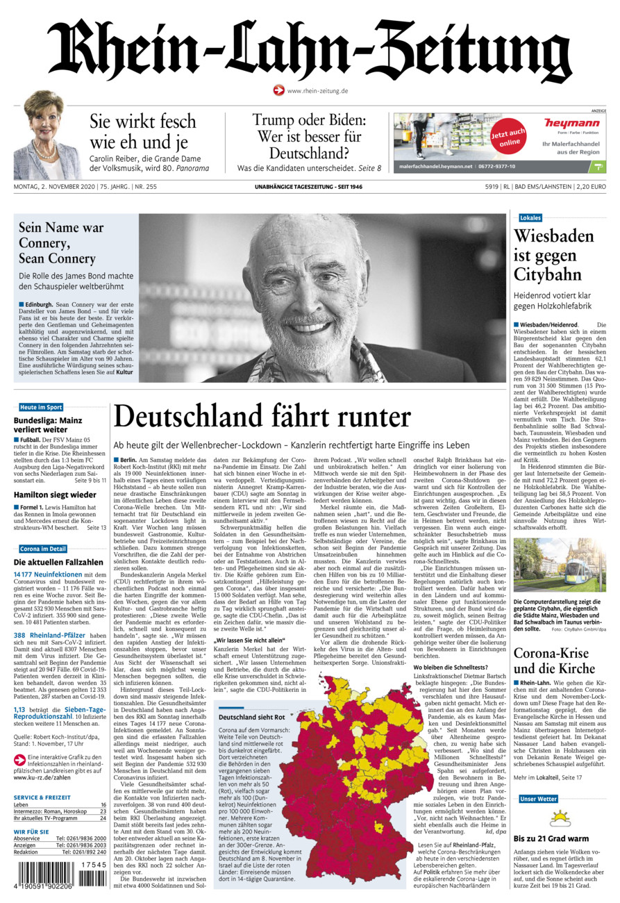Rhein-Lahn-Zeitung vom Montag, 02.11.2020
