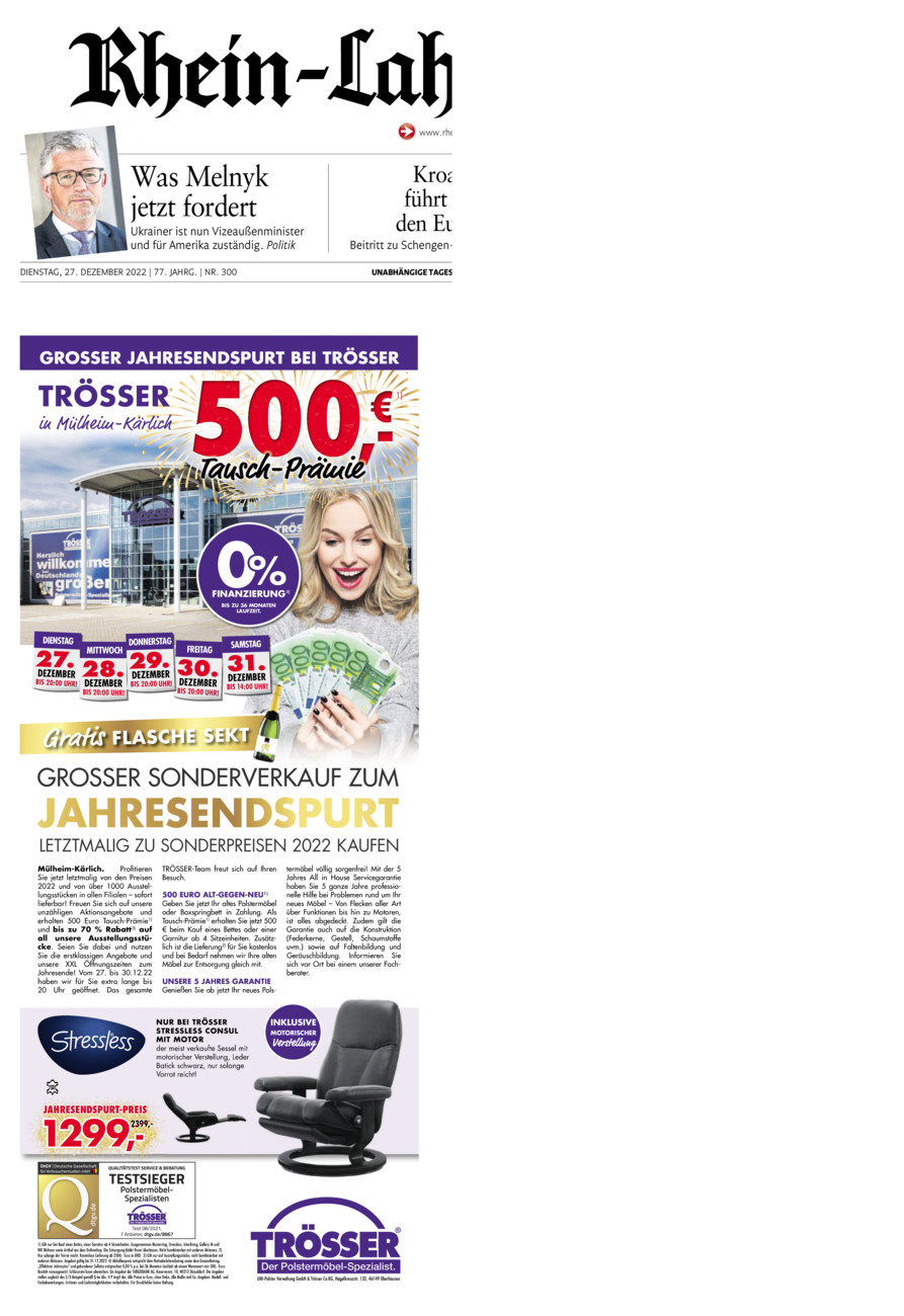 Rhein-Lahn-Zeitung vom Dienstag, 27.12.2022
