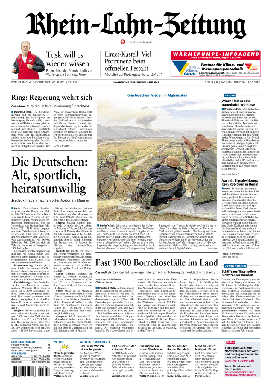 Rhein-Lahn-Zeitung vom Donnerstag, 06.10.2011