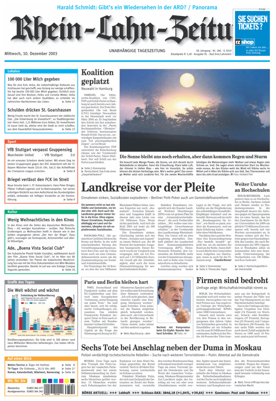 Rhein-Lahn-Zeitung vom Mittwoch, 10.12.2003