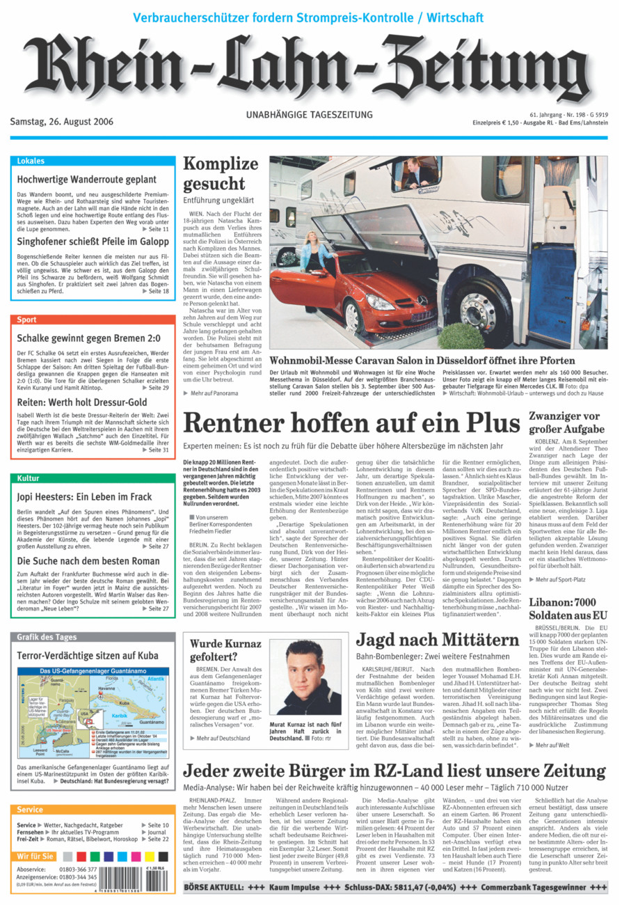 Rhein-Lahn-Zeitung vom Samstag, 26.08.2006