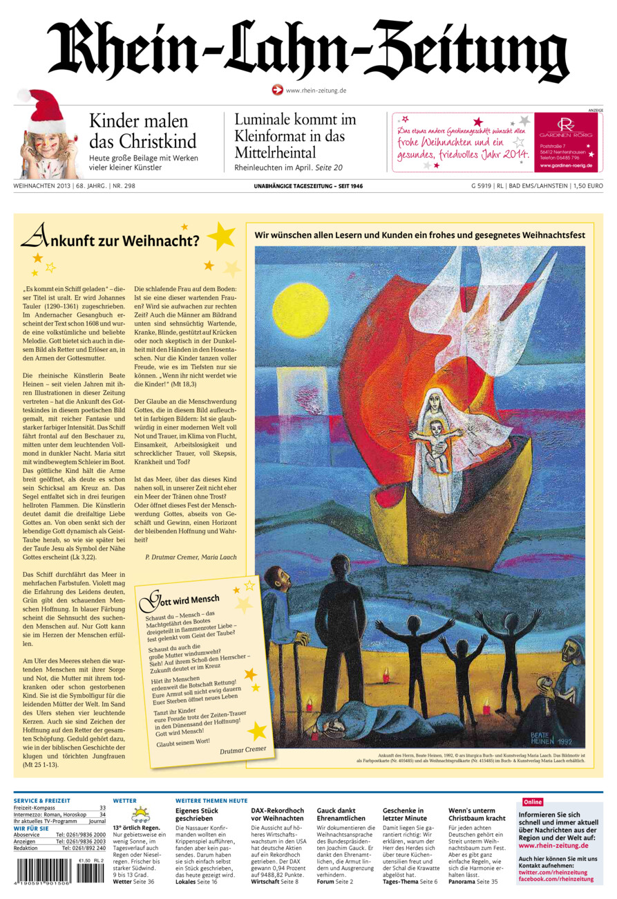 Rhein-Lahn-Zeitung vom Dienstag, 24.12.2013