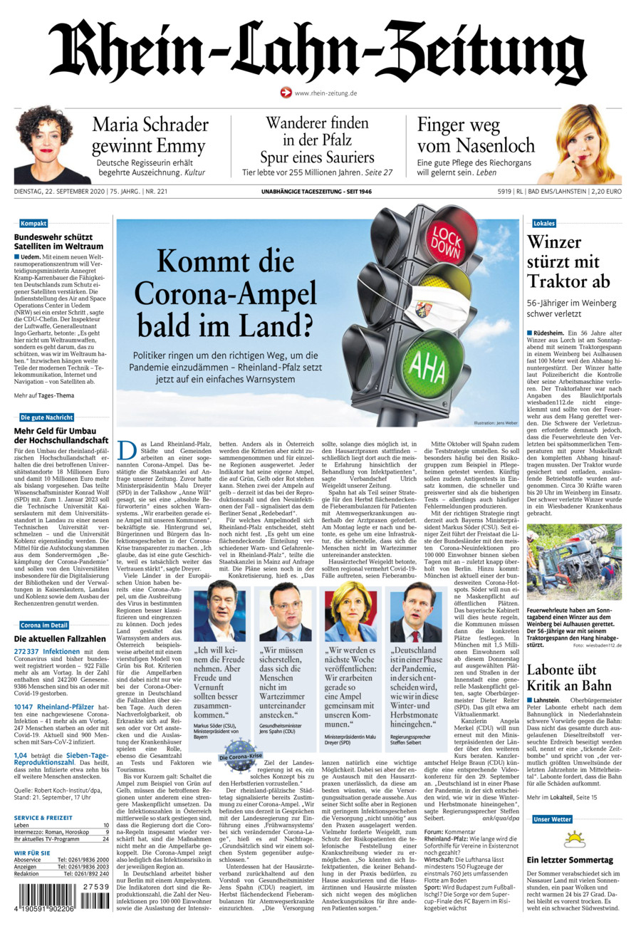 Rhein-Lahn-Zeitung vom Dienstag, 22.09.2020