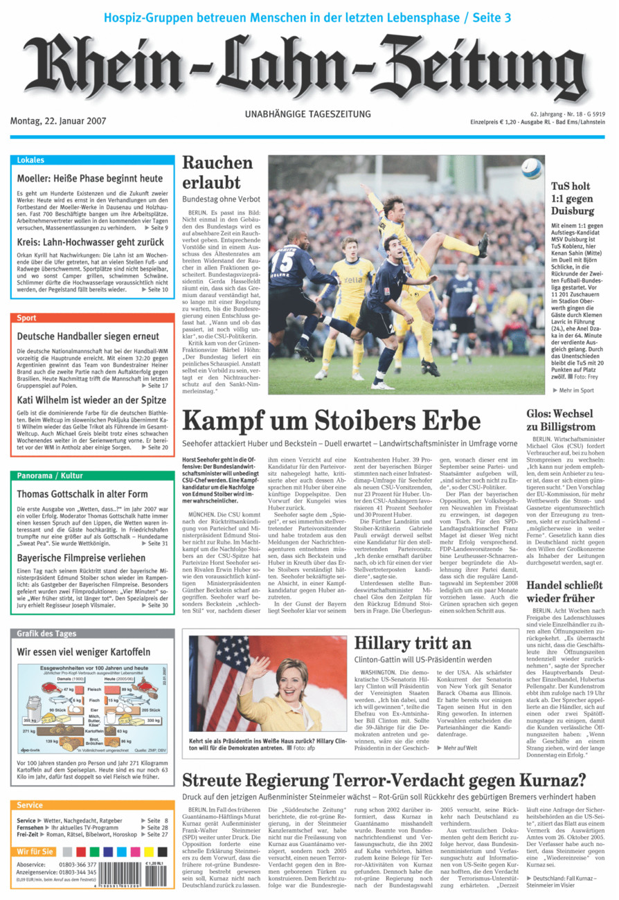 Rhein-Lahn-Zeitung vom Montag, 22.01.2007