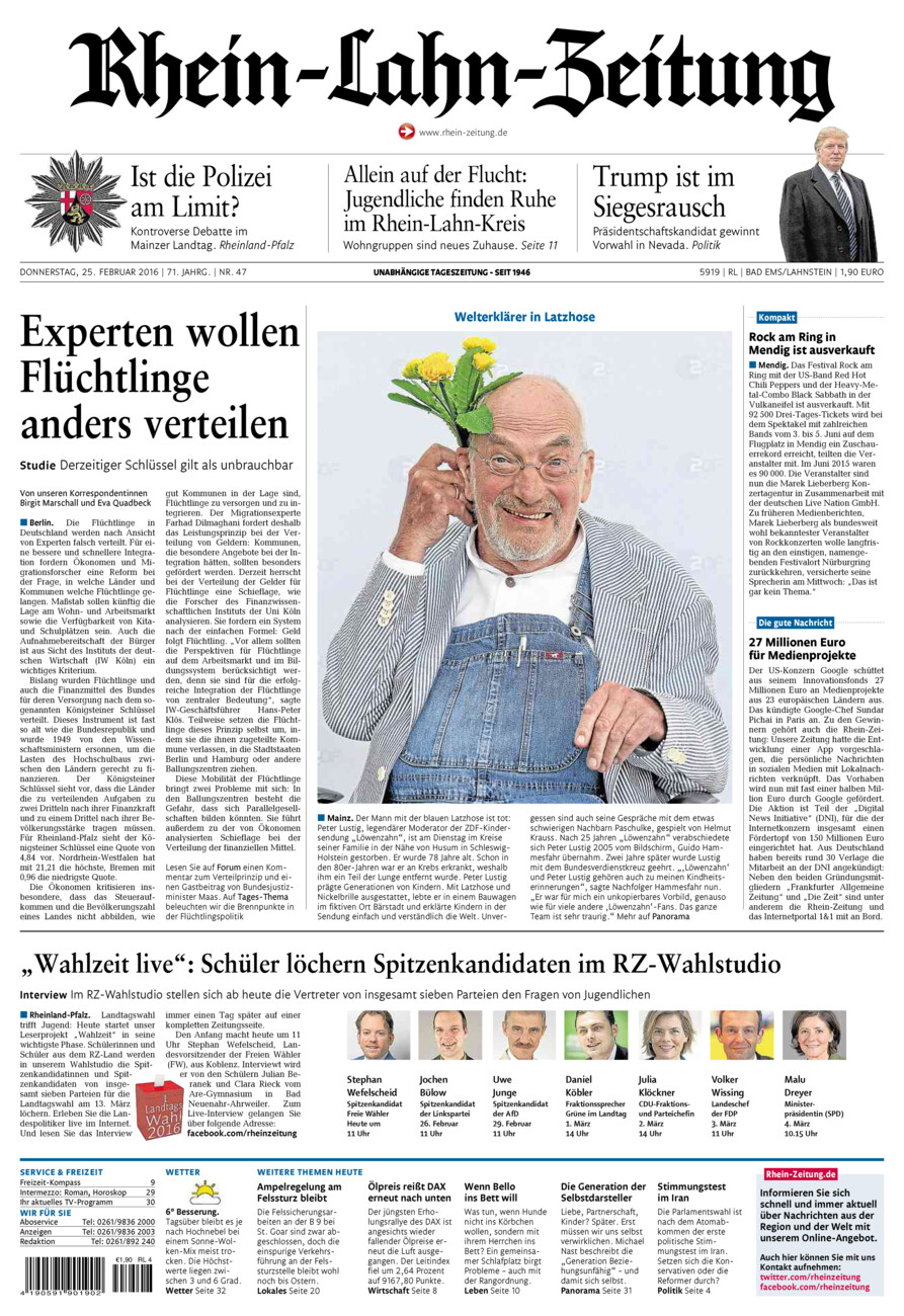Rhein-Lahn-Zeitung vom Donnerstag, 25.02.2016