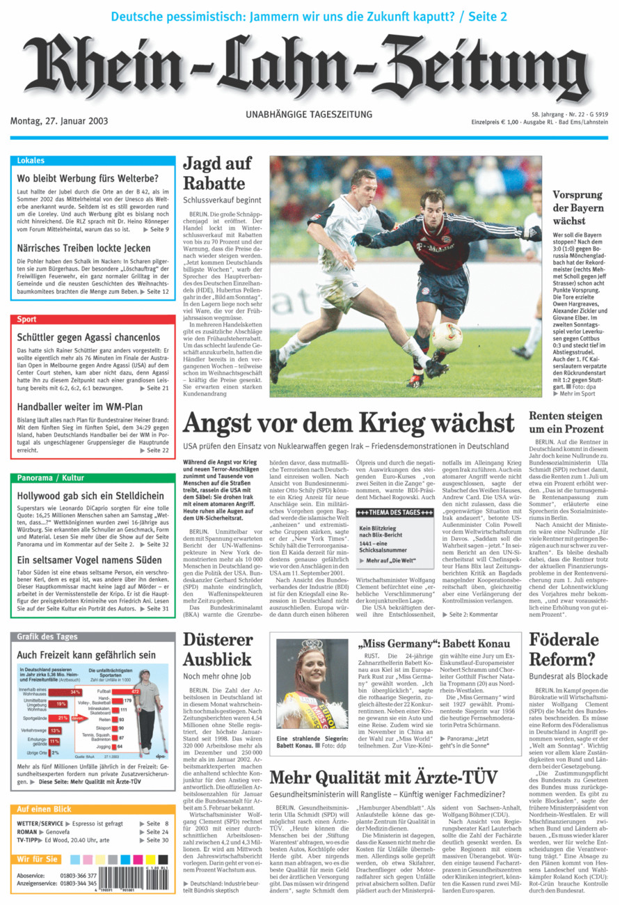Rhein-Lahn-Zeitung vom Montag, 27.01.2003