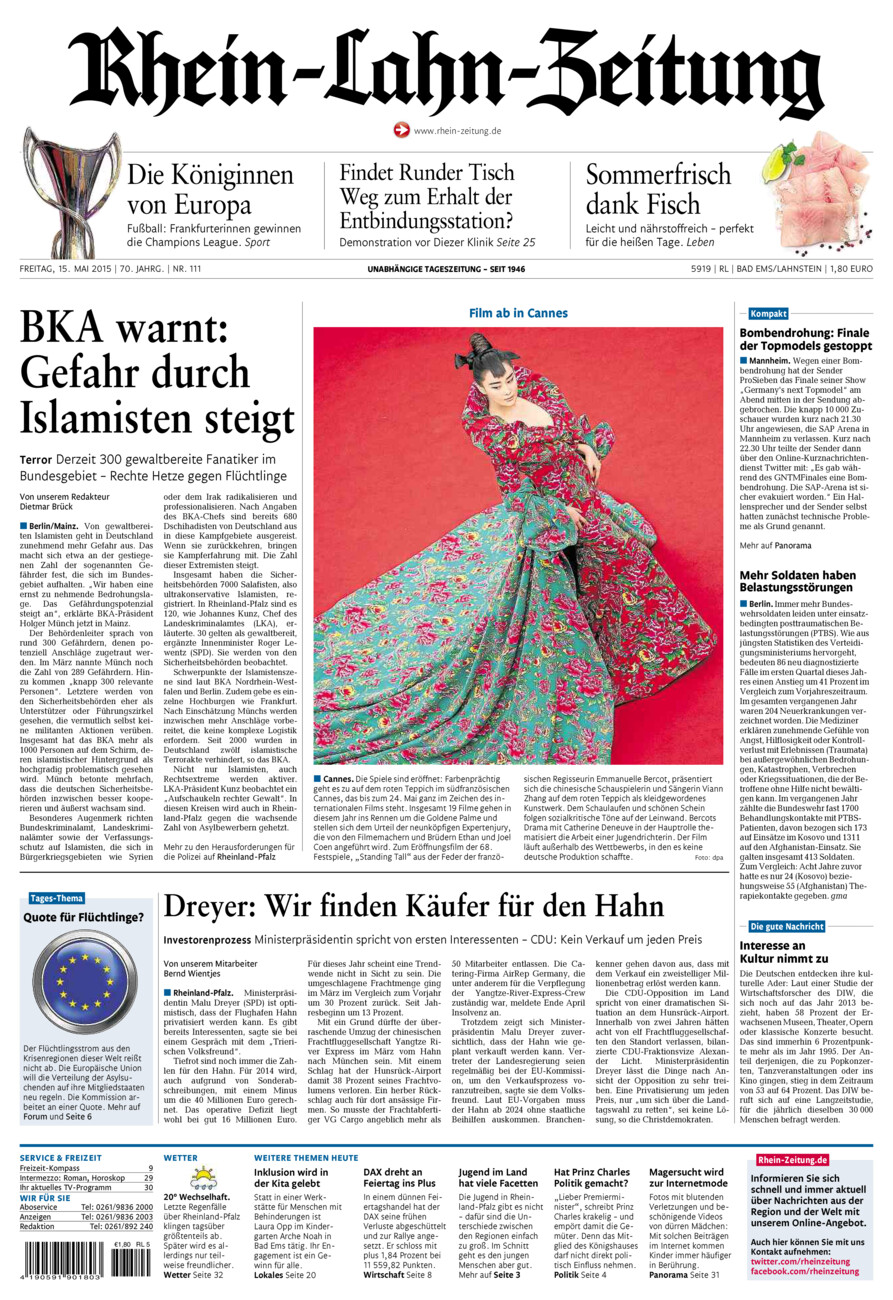 Rhein-Lahn-Zeitung vom Freitag, 15.05.2015