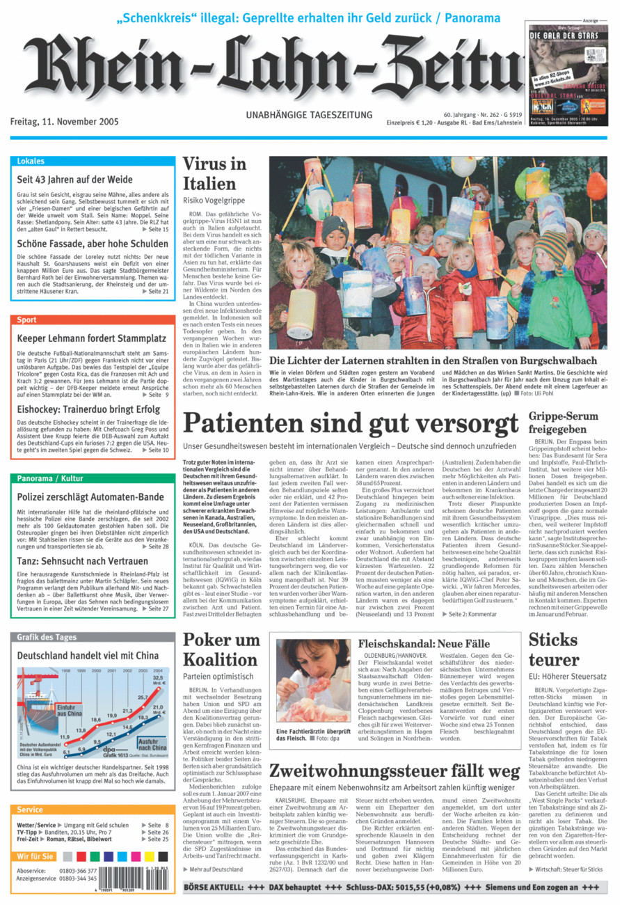 Rhein-Lahn-Zeitung vom Freitag, 11.11.2005