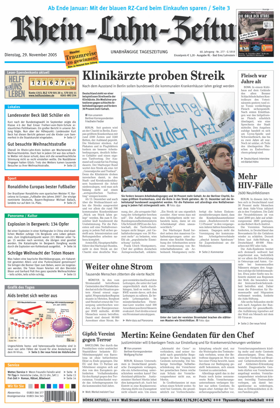 Rhein-Lahn-Zeitung vom Dienstag, 29.11.2005