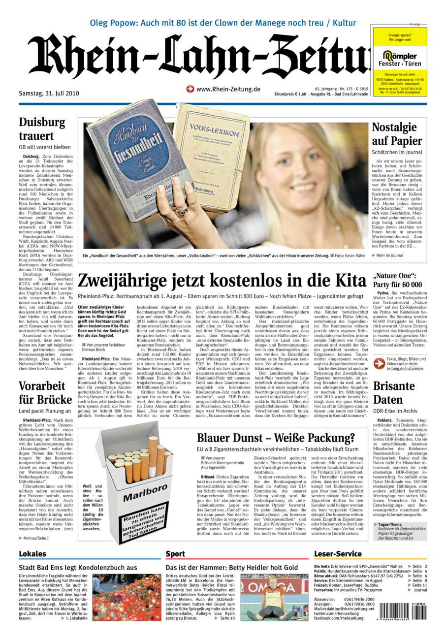 Rhein-Lahn-Zeitung vom Samstag, 31.07.2010