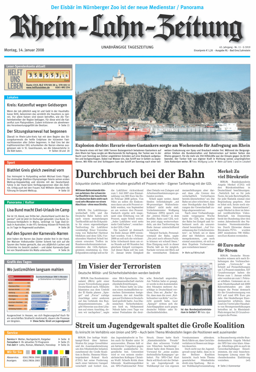 Rhein-Lahn-Zeitung vom Montag, 14.01.2008