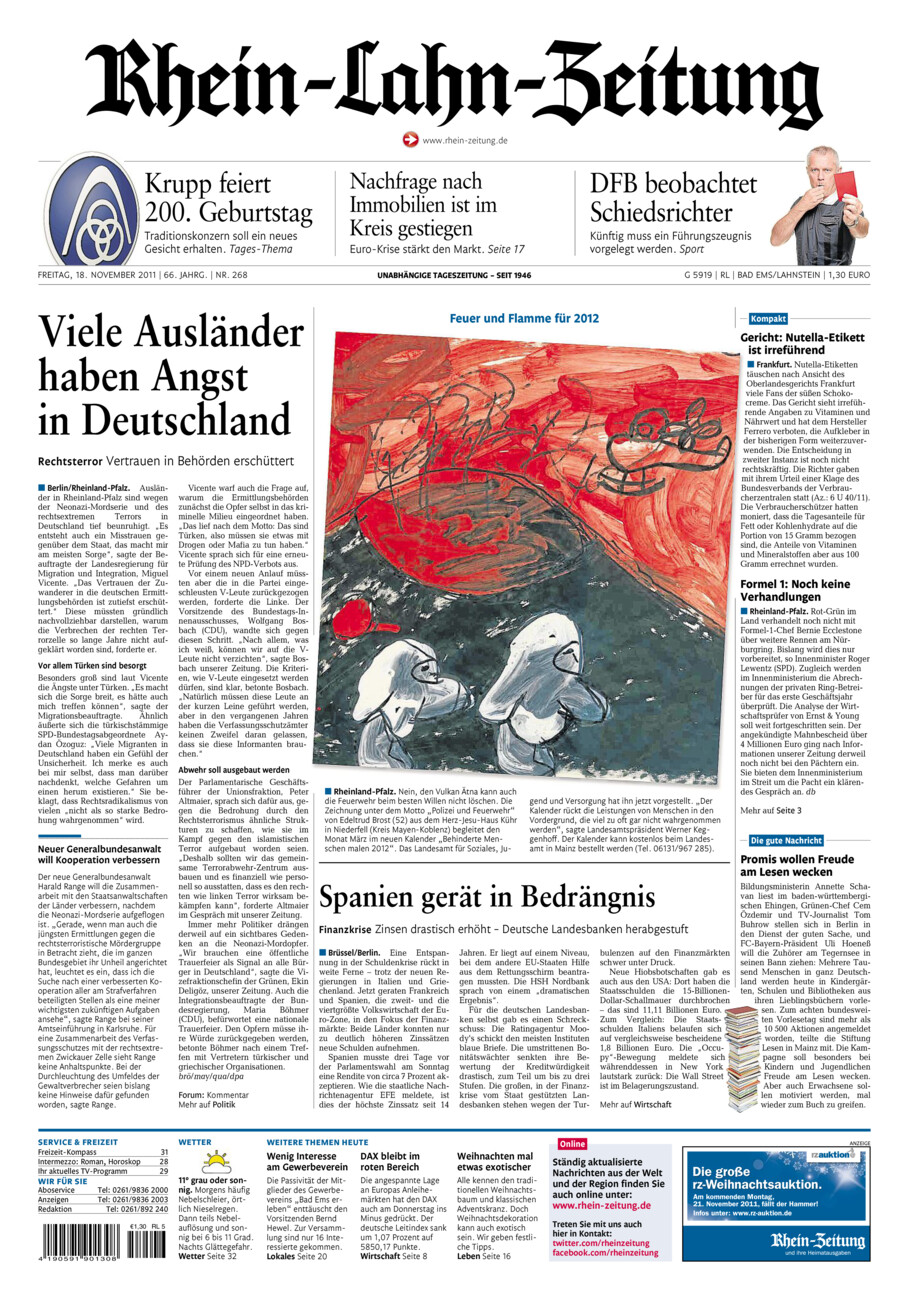 Rhein-Lahn-Zeitung vom Freitag, 18.11.2011