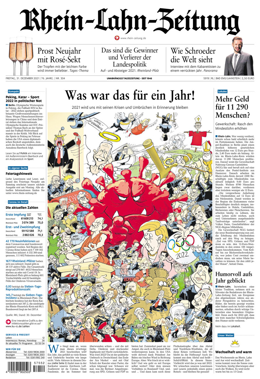 Rhein-Lahn-Zeitung vom Freitag, 31.12.2021