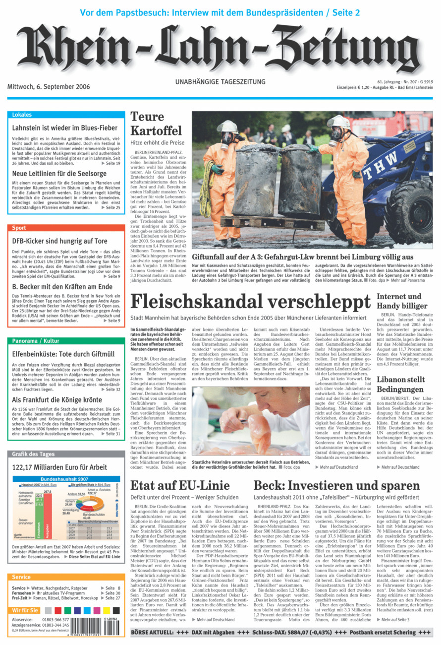 Rhein-Lahn-Zeitung vom Mittwoch, 06.09.2006