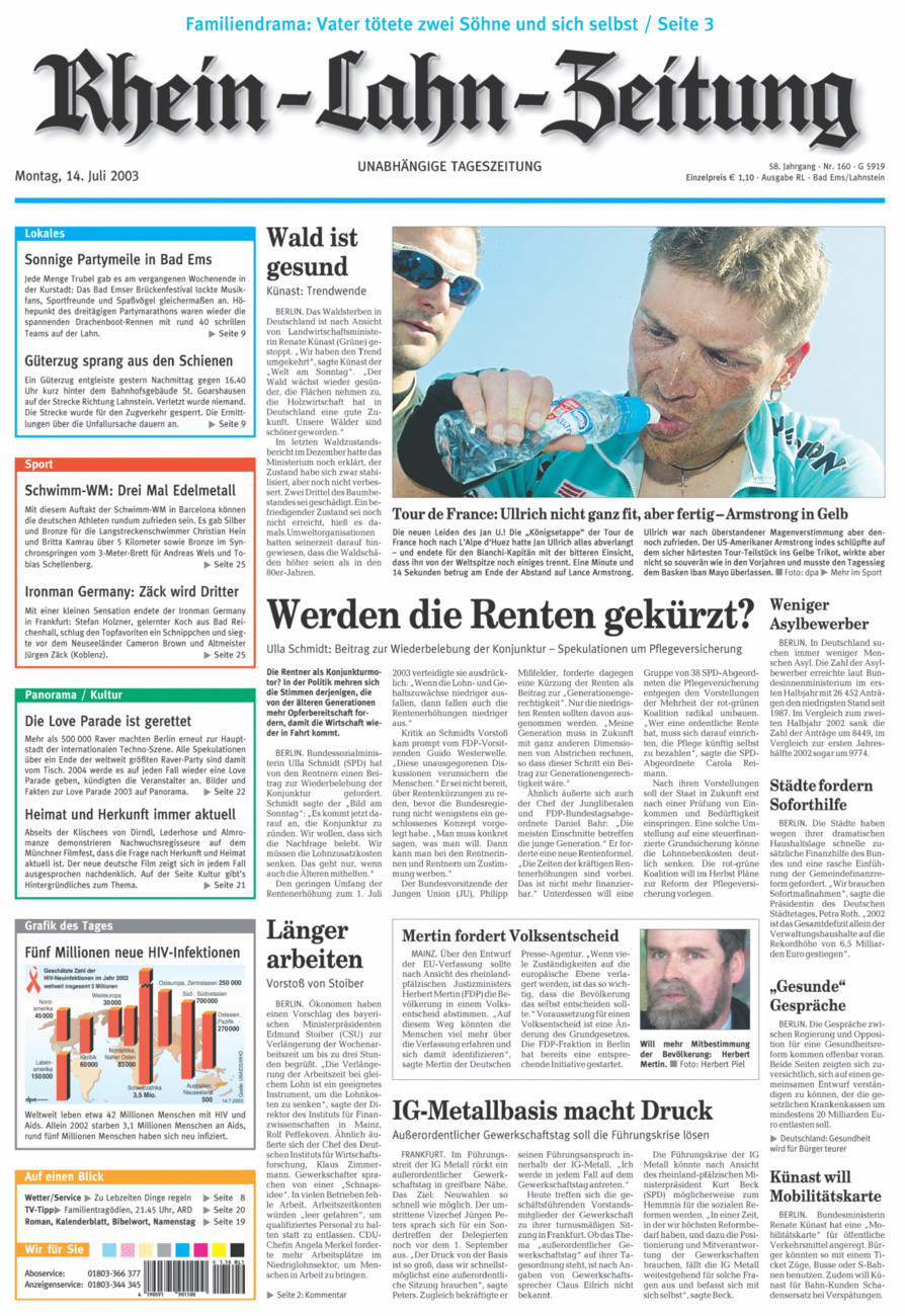 Rhein-Lahn-Zeitung vom Montag, 14.07.2003