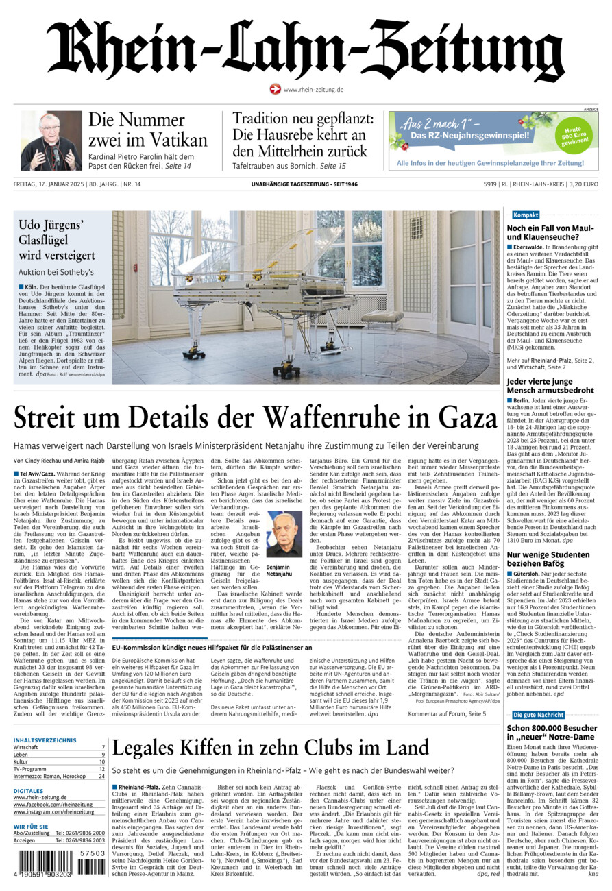 Rhein-Lahn-Zeitung vom Freitag, 17.01.2025