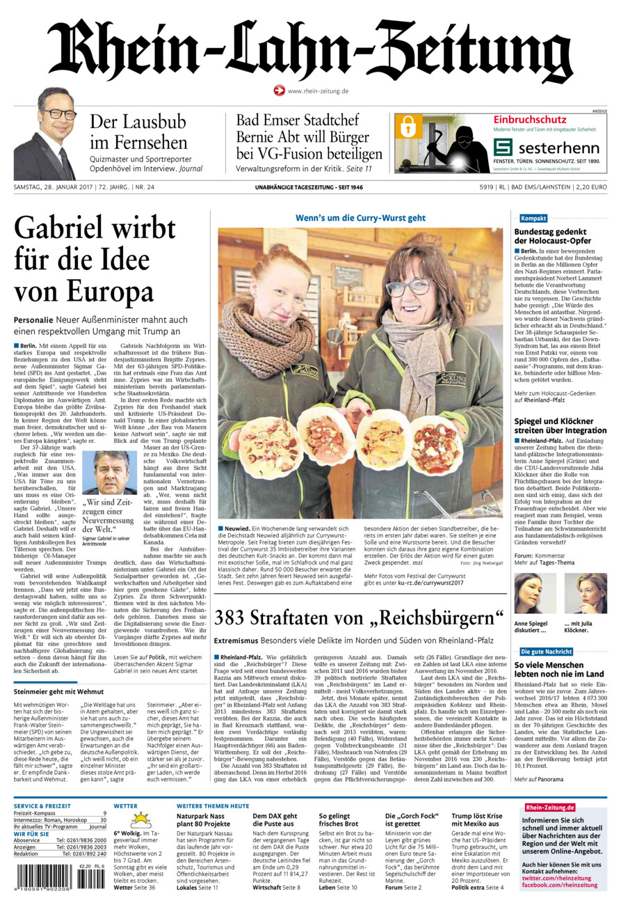 Rhein-Lahn-Zeitung vom Samstag, 28.01.2017