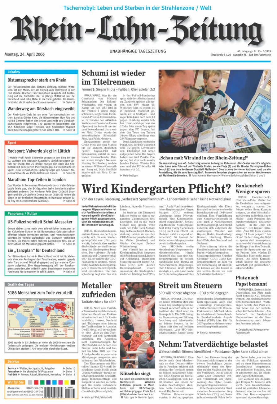 Rhein-Lahn-Zeitung vom Montag, 24.04.2006