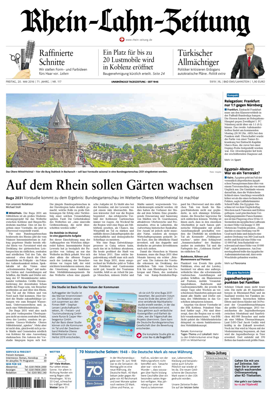 Rhein-Lahn-Zeitung vom Freitag, 20.05.2016