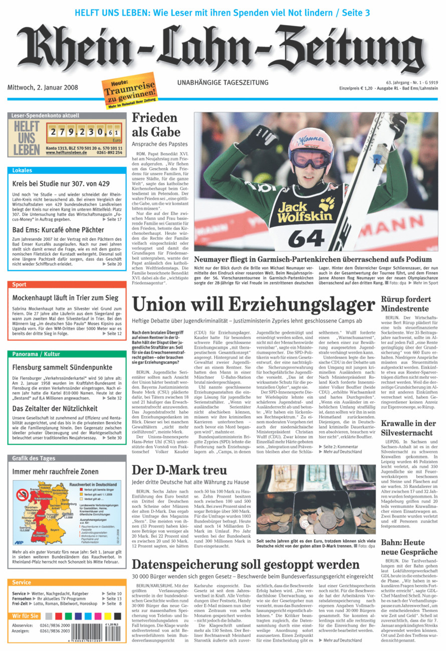 Rhein-Lahn-Zeitung vom Mittwoch, 02.01.2008