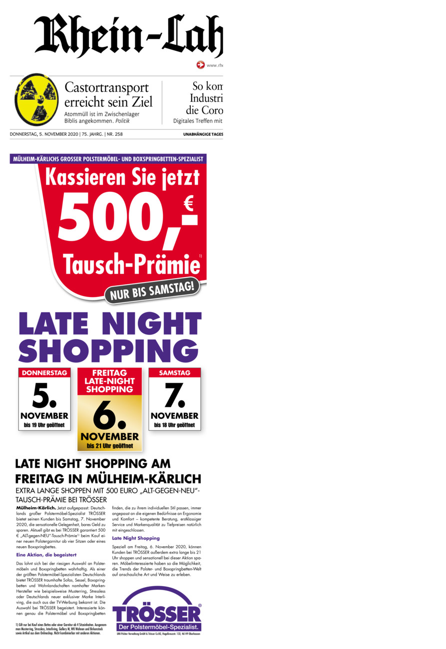 Rhein-Lahn-Zeitung vom Donnerstag, 05.11.2020