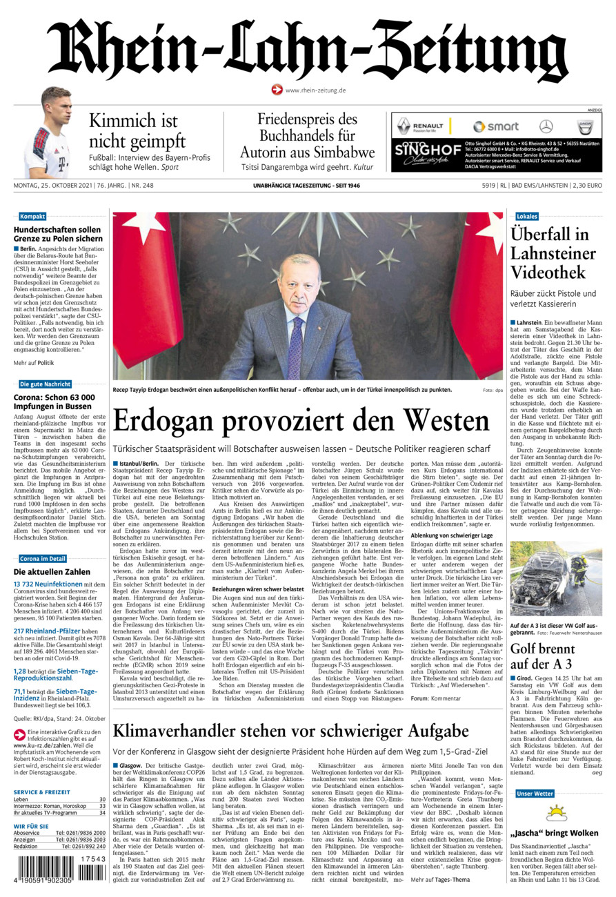 Rhein-Lahn-Zeitung vom Montag, 25.10.2021