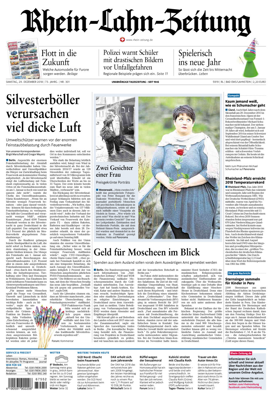 Rhein-Lahn-Zeitung vom Samstag, 29.12.2018