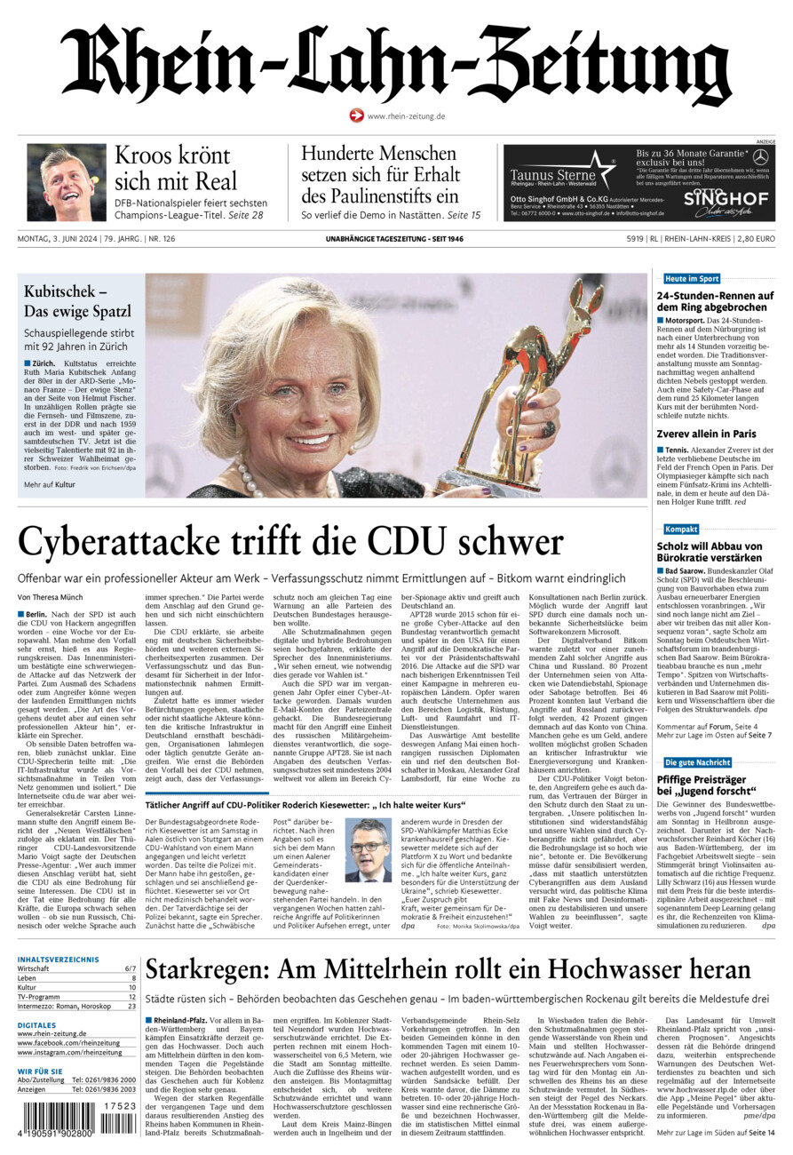 Rhein-Lahn-Zeitung vom Montag, 03.06.2024