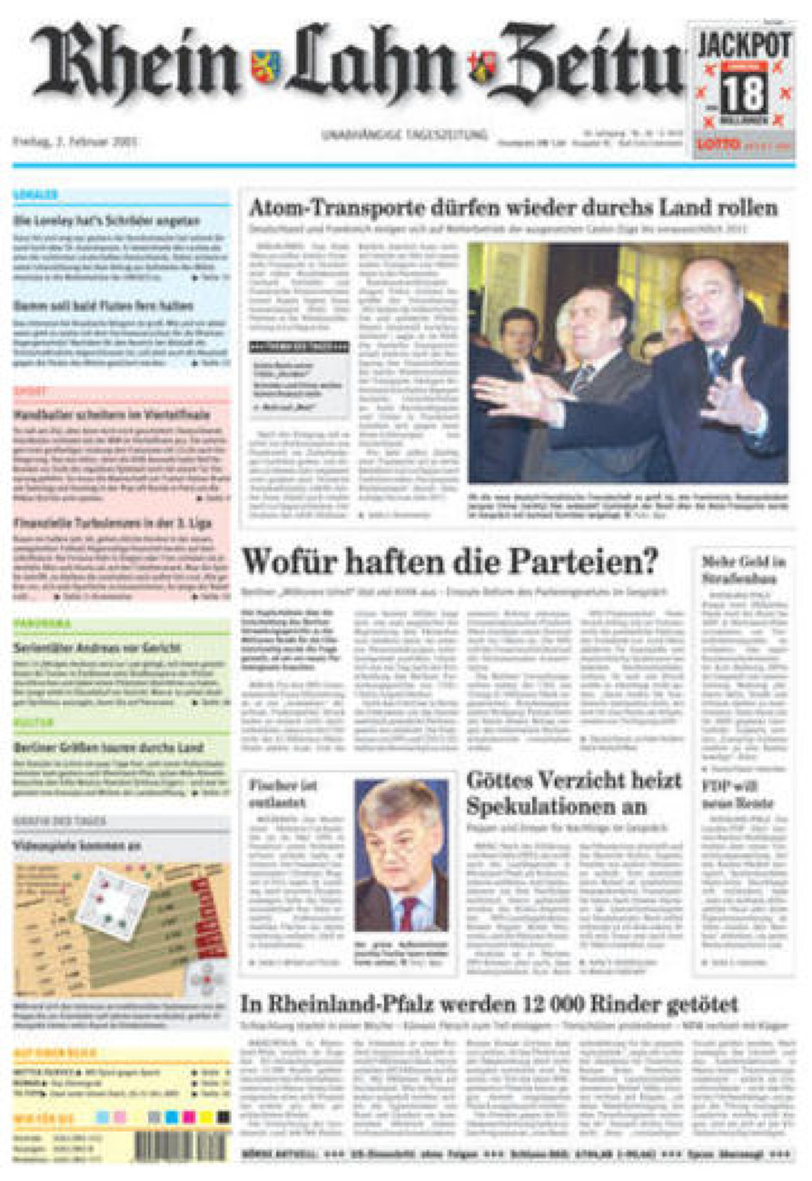 Rhein-Lahn-Zeitung vom Freitag, 02.02.2001