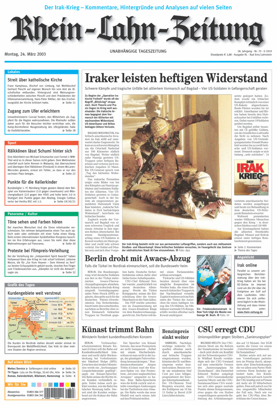 Rhein-Lahn-Zeitung vom Montag, 24.03.2003