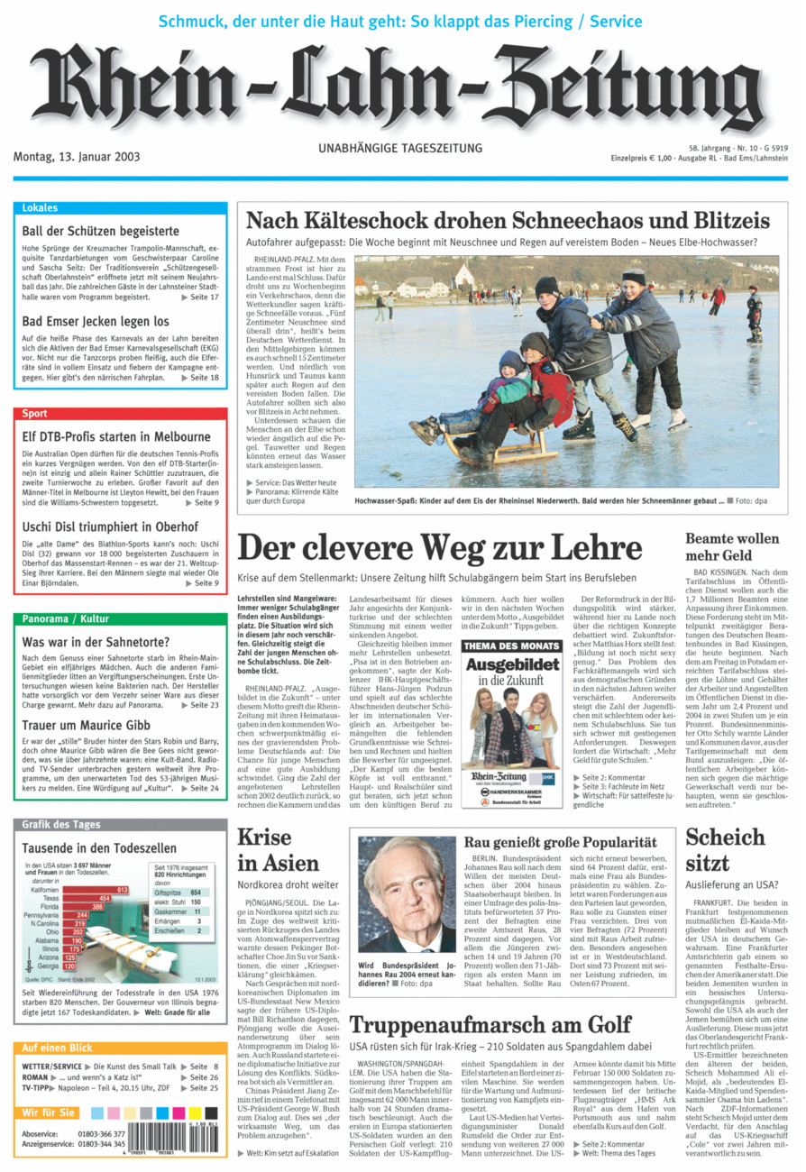 Rhein-Lahn-Zeitung vom Montag, 13.01.2003