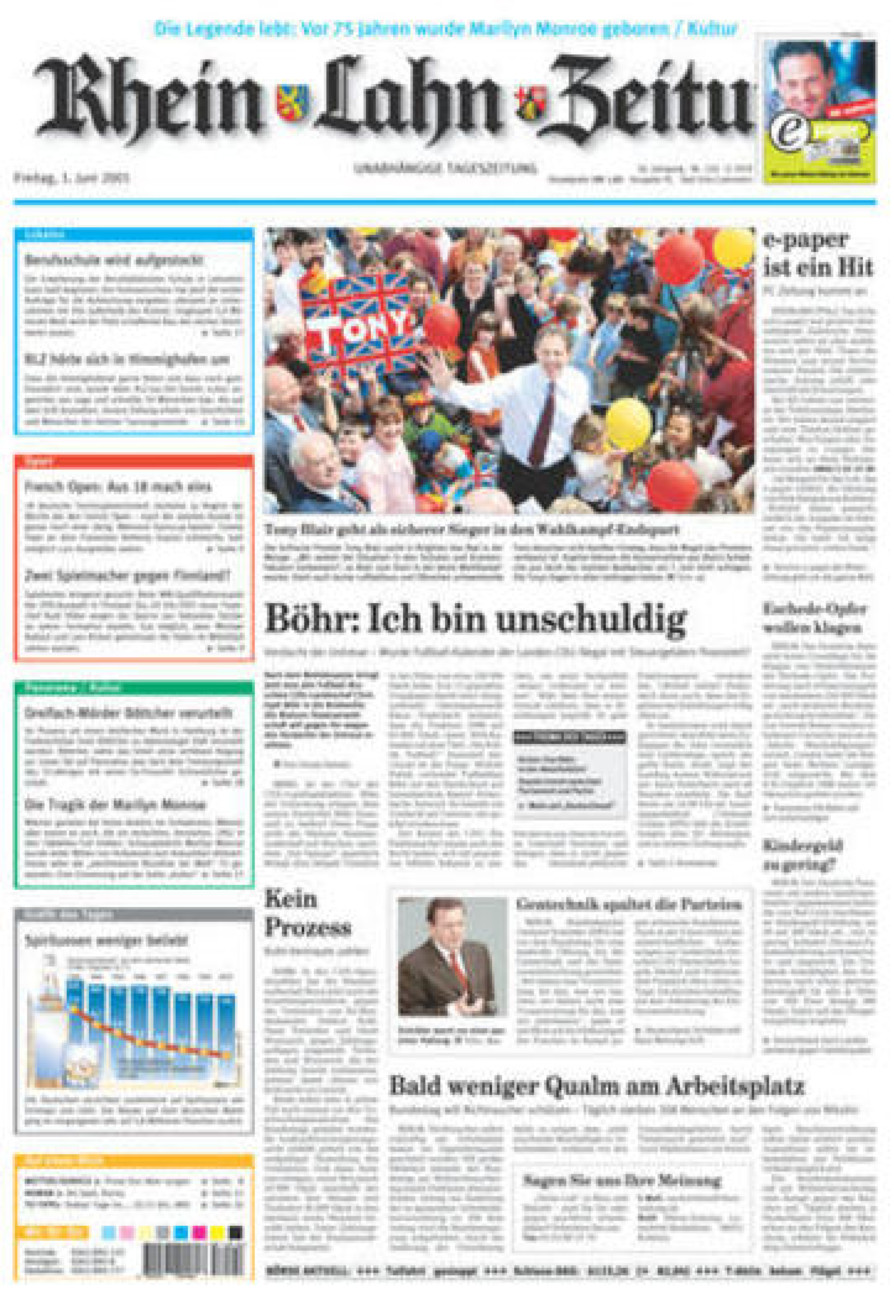 Rhein-Lahn-Zeitung vom Freitag, 01.06.2001