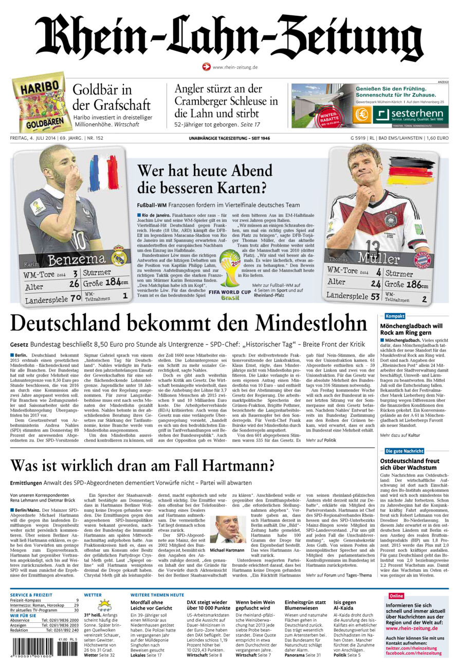 Rhein-Lahn-Zeitung vom Freitag, 04.07.2014