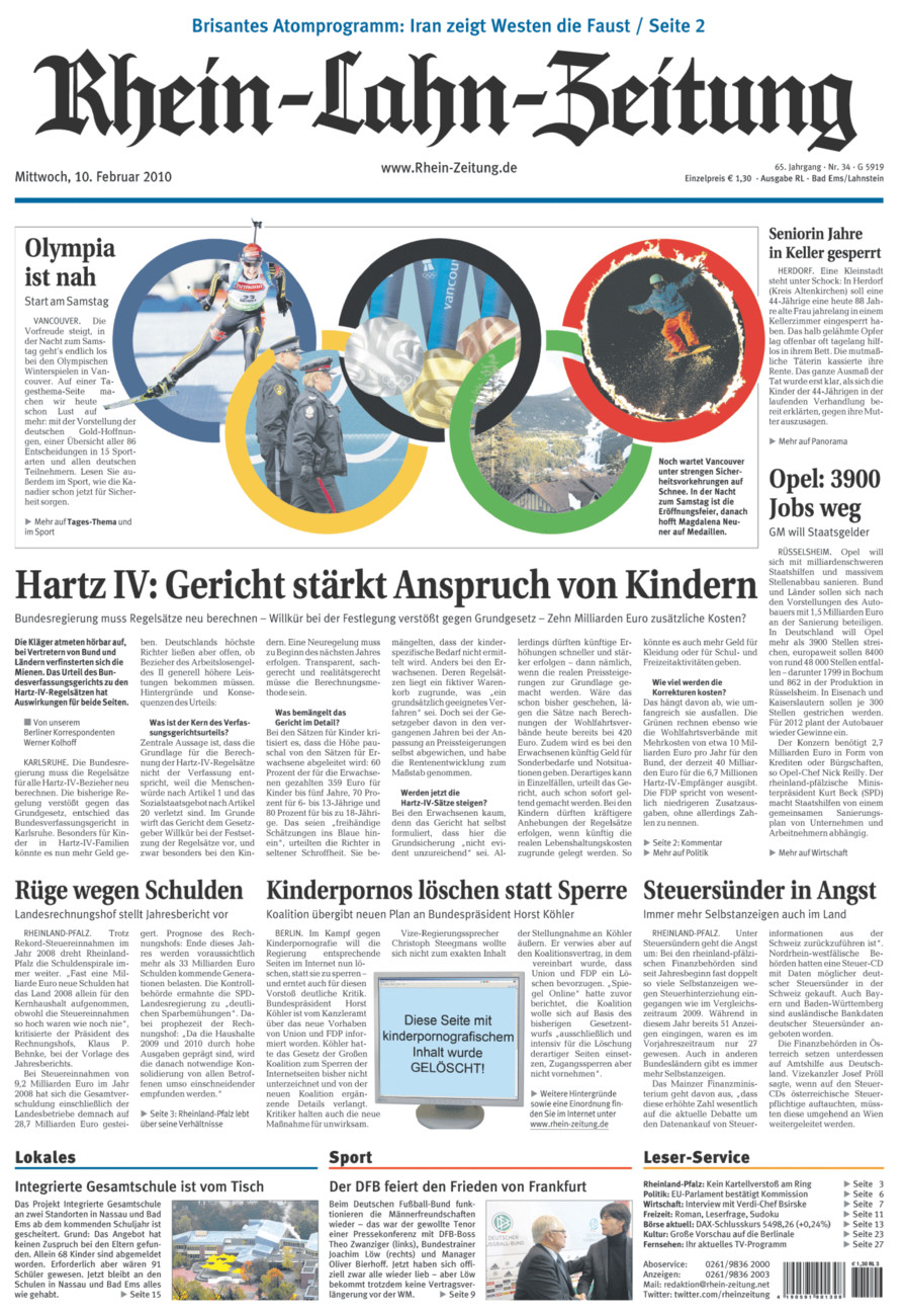 Rhein-Lahn-Zeitung vom Mittwoch, 10.02.2010