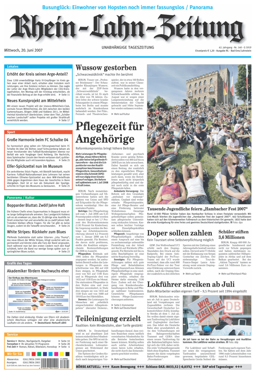 Rhein-Lahn-Zeitung vom Mittwoch, 20.06.2007