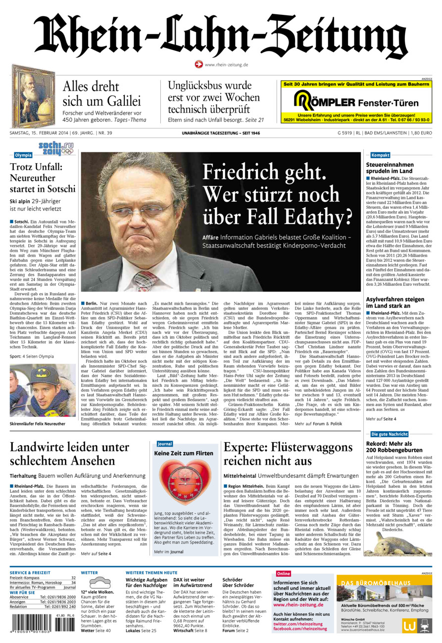 Rhein-Lahn-Zeitung vom Samstag, 15.02.2014