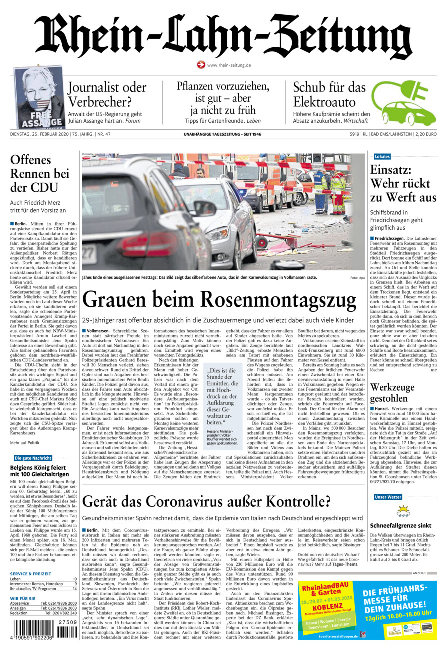 Rhein-Lahn-Zeitung vom Dienstag, 25.02.2020
