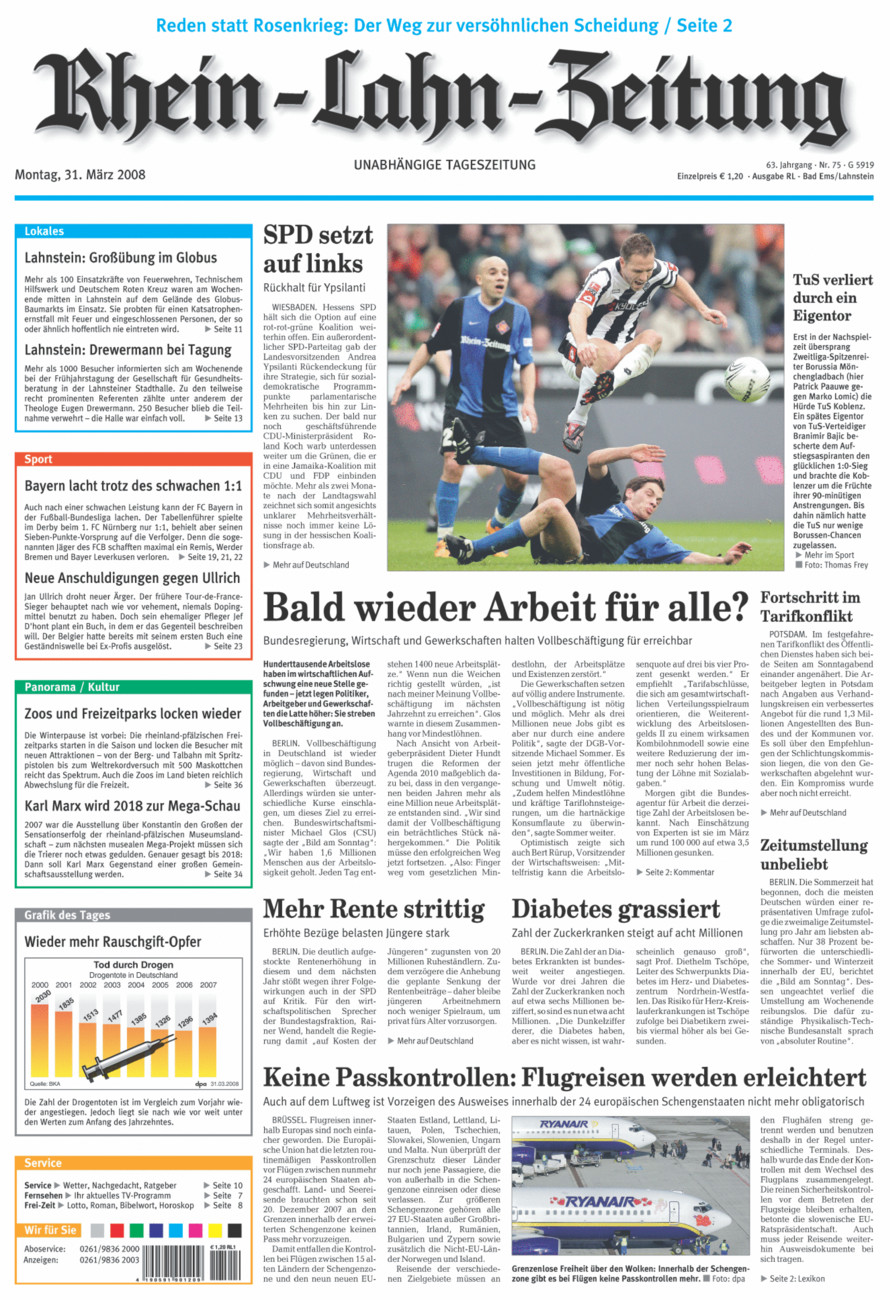 Rhein-Lahn-Zeitung vom Montag, 31.03.2008